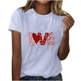 thumbnail image 2 of Kayannuo Love Heart Printed Womens Tees Valentine's Day T Shirts for Women Women's Printed Short Sleeved Round Neck T-shirt Tops, 2 of 6