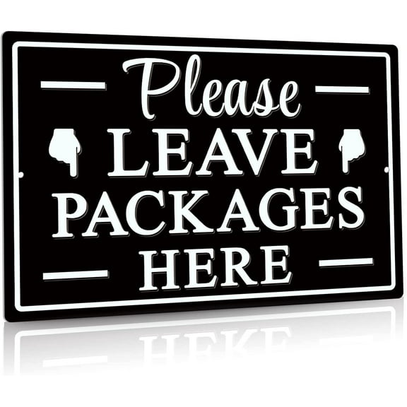 Please Leave Packages Here Metal Sign, Package Delivery Decor, Indoor/Outdoor Use for Front Door, Business, 12x8 Inches Aluminum