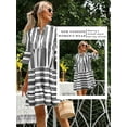 thumbnail image 6 of Xuanfei Women Striped V Neck Flare Half Sleeve Swing Boho MIni Dress, 6 of 7