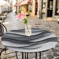 thumbnail image 3 of Water Ripple Elastic Fitted Round Table Cover Grey White Black Waterproof Outdoor Tablecloth for Holiday Party, Picnic, Patio & Dining Fits Tables Up to 55"-60", 3 of 8