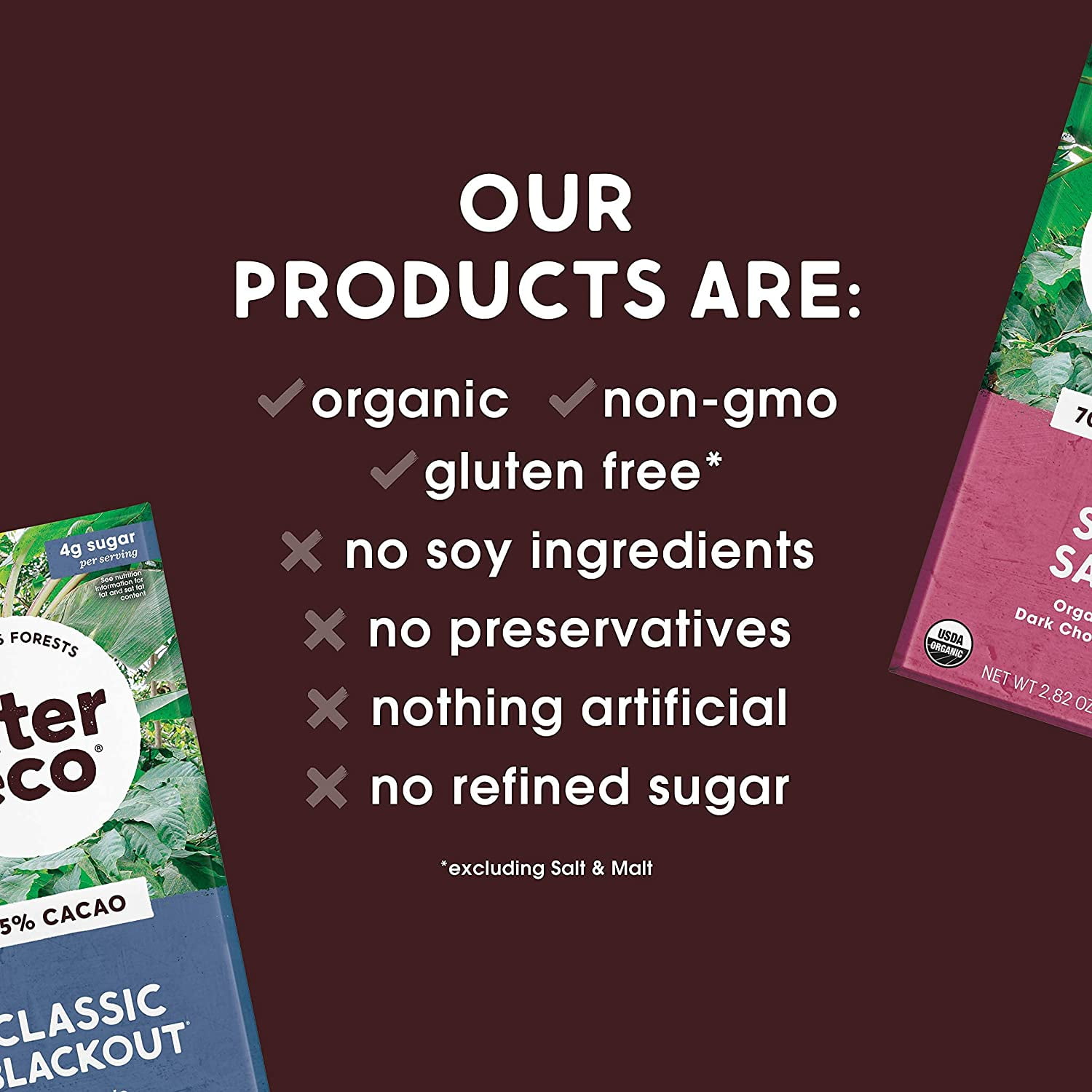 Alter Eco Americas Organic Chocolate Bar Deep Dark Sea Salt 2.82 oz Bars Pack of 4