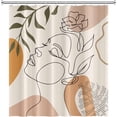 thumbnail image 4 of Abstract Woman Face Bathroom Shower Curtain Mid Century Boho Modern Geometric Shower Curtain with Hooks Polyester Waterproof Fabric Minimalist Art Line Aesthetic Shower Curtain, 72x72 Inch, 4 of 6
