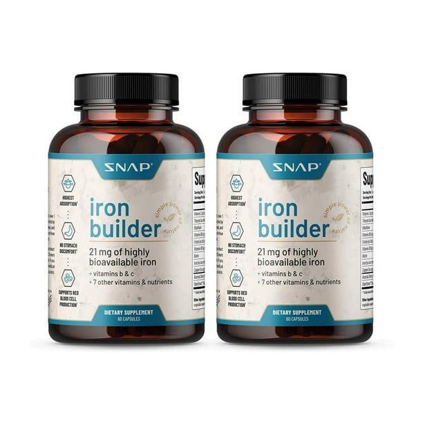 Snap Natural Blood Builder Iron Tablets 21mg Iron Pills Anemia
