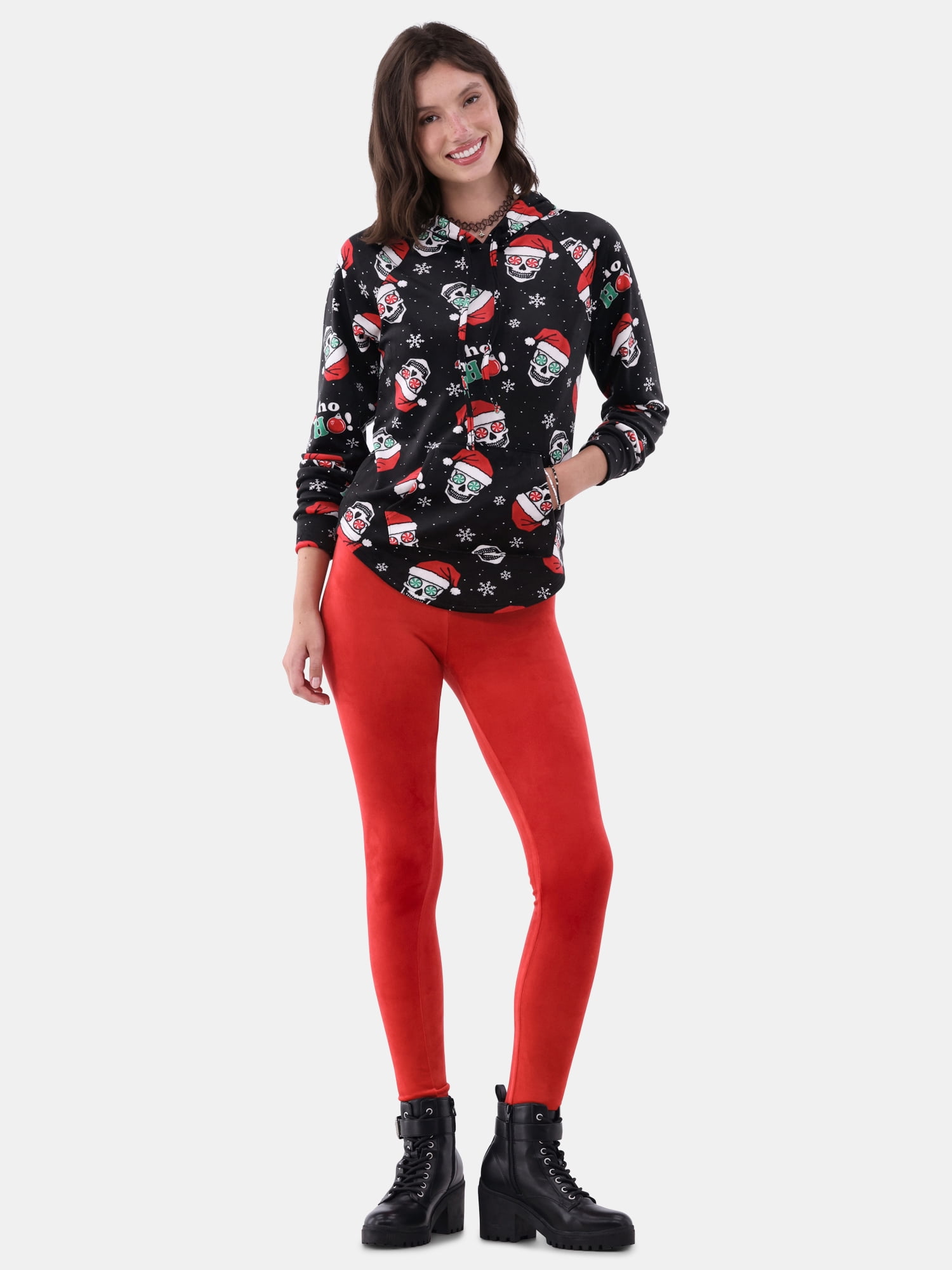 No Boundaries Plush Christmas Pullover Hoodie, Women's