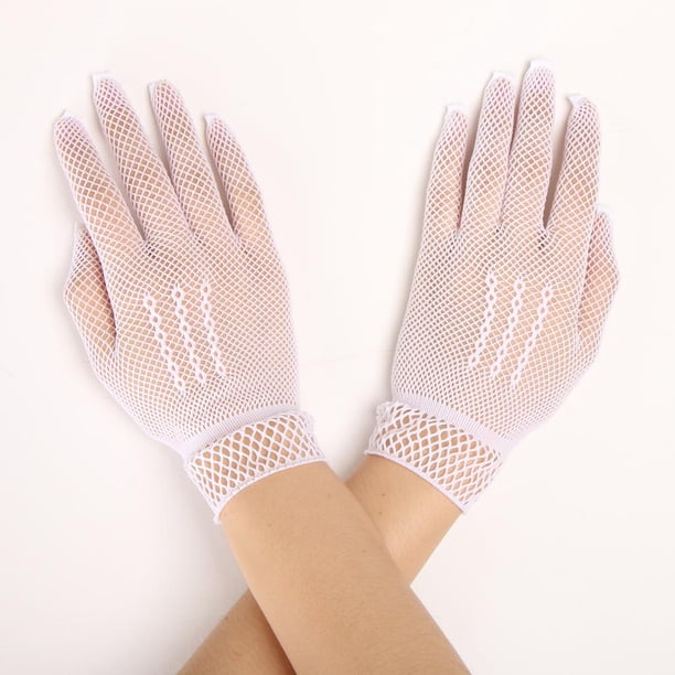 Guantes de danza rejil de longitud de muñeca del cordón para el traje del partido Macarena Guantes de rejilla para mujer