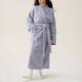thumbnail image 2 of Fesfesfes Unisex Fleece Thickened Plush Robe Long Bathrobe Couples Winter Sleepwear Cozy Loungewear Soft Warm Housecoat for Home Relaxation Spa Wear(Gray,XL), 2 of 3