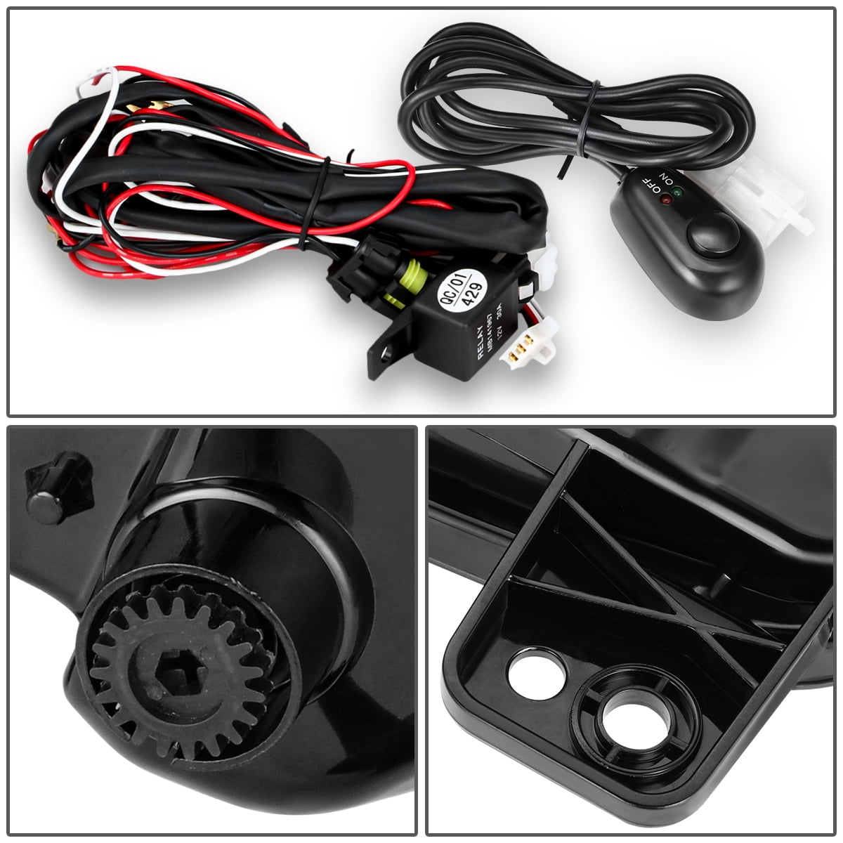 DNA Motoring For 2016-2018 GMC Sierra 1500 Smoked Full LED Fog Light Lamps w/Wiring Harness Switch