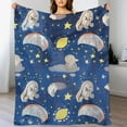 thumbnail image 3 of JEUXUS Sloth Throw Blanket in The Dark Blanket Blue Spaceship Blanket Kids Astronaut Blanket Sloth Birthday Gifts, 3 of 6