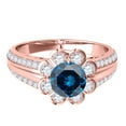 thumbnail image 2 of Mauli Jewels Engagement Rings for Women 1.35 Carat Halo Blue Diamond Engagement Ring 4 prong 14k Solid Rose Gold, 2 of 7