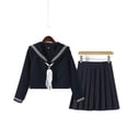 thumbnail image 2 of new cute uniforms, college style school uniforms, spring and autumn pleated skirts - short sleeves with bow tie) - L, 2 of 8