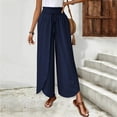 thumbnail image 2 of RFQWOVSR Women's High Waist Wide Leg Linen Pants with Side Split Flowy Boho Summer Casual Trousers S, 2 of 4