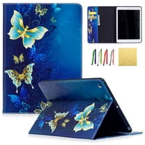 New iPad 9.7 2018 Case, iPad 9.7 2017 Case, Allytech PU Leather Lightweight Stand Cover Wallet Case with Card/ Cash Slots for Apple iPad 2017 5th Gen and New iPad 2018 6th Gen, Blue Butterfly