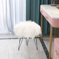 thumbnail image 4 of Homebeez Faux Fur Ottoman Footrest Vanity Stool with Metal Legs White, 4 of 6