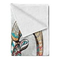 thumbnail image 2 of Goat Soft Flannel Fleece Throw Blanket, Colorful Ornamented Head of Goat Totem Tattoo Inspired Design, Cozy Plush for Indoor and Outdoor Use, 50" x 60", Multicolor, by Ambesonne, 2 of 5