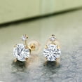 thumbnail image 3 of Gem Stone King 14K Yellow Gold Stud Earrings Round 1.68cttw Moissanite and Created Sapphire, 3 of 3