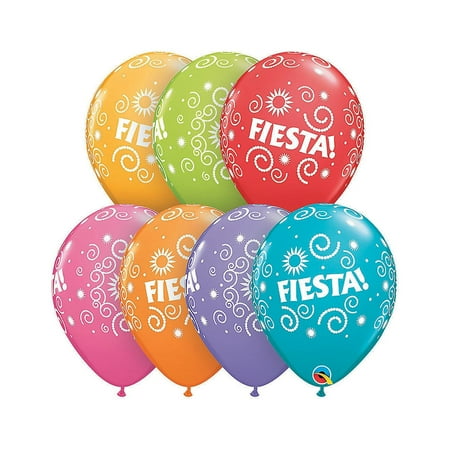 Fiesta Swirls 11" Latex Balloon Assortment, Party Decor, Cinco de Mayo, 50 Pieces