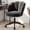 Black, variant on Romorgniz Velvet Vanity Chair with Petal Backrest Height Adjustable Desk Chair with Wheels Seashell Makeup Chair for Bedroom, Gray