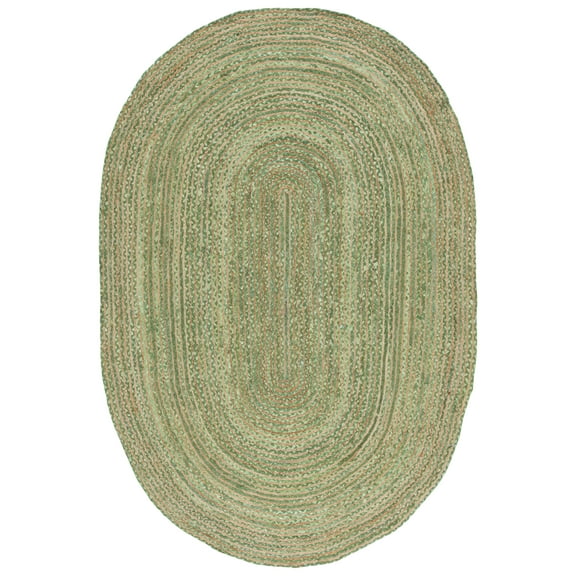 SAFAVIEH Cape Cod Miah Geometric Area Rug, Green/Natural, 6' x 9' Oval