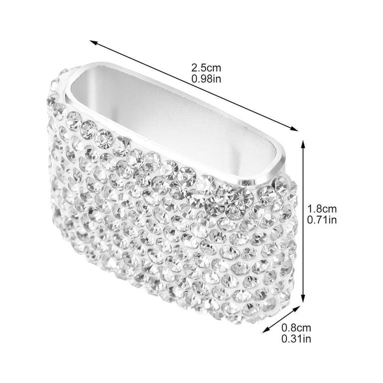 WEUVEB 2Pcs Rhinestone Sunglass Holder for Car Visor Silver 