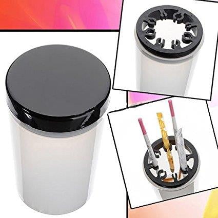Beauticom Nail Brush Holder and Cleanser Bottle with Black Lid