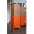 thumbnail image 2 of THY COLLECTIBLES Decorative Freestanding Woven Bamboo 4 Panels Hinged Privacy Panel Screen Portable Folding Room Divider (Grey & Orange), 2 of 5