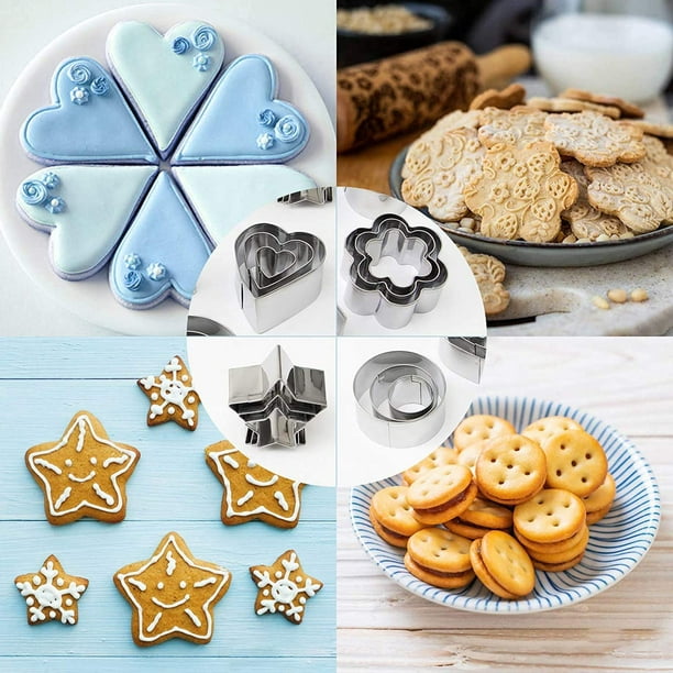 Mini Cookie Cutter Shapes Set - 30 Small Molds to Cut Out Pastry Dough, Pie  Crust & Fruit - Tiny Stainless Steel Metal Stamps Star Flower Round Heart  Square Triangle Oval Raindrop
