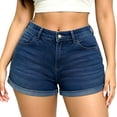thumbnail image 2 of QERINTE Womens Plus Size High Waisted Shorts Stretchy Embroidery Summer Blue Denim Shorts, 2 of 6