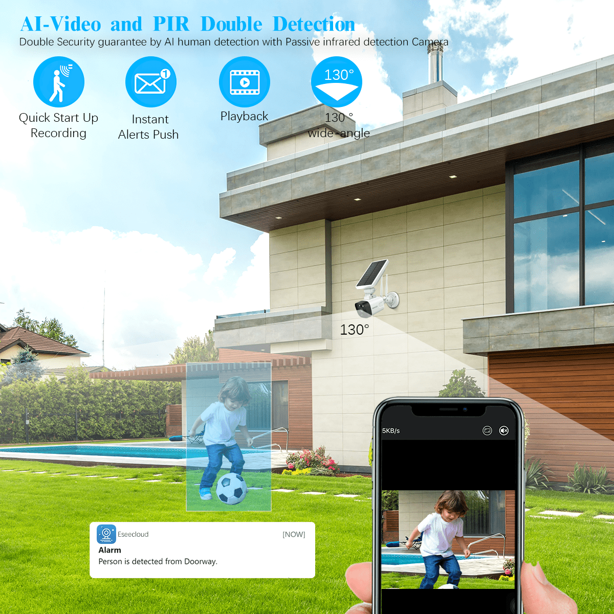 {100% Wire-Free Wireless Solar Cameras} 2-Way Audio PIR Detection Dual Antennas Outdoor Wireless Surveillance Camera System 1600P WiFi Battery Surveillance Video by OOSSXX
