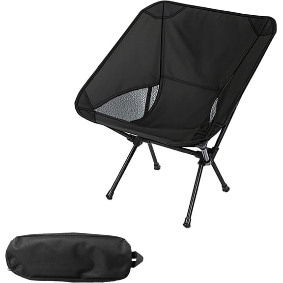 Portable Camping Chair Foldable Outdoor Chair for Hiking Camp Backpacking Lawn Beach Fishing Picnic with Carry Bag (Black)
