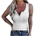 thumbnail image 2 of Spring Tops for Women Homenesgenics Tank Tops for Women Plus Size Sleeveless Buttons Slimming Solid Pullover Vest Blouse Tops White L, 2 of 5