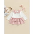 thumbnail image 2 of SAYOO Lovely Baby Girl One Piece Dress Long Sleeve Collared Tops Plaid Multi Layer Short Skirt for Spring Summer Kids Clothing, 2 of 9