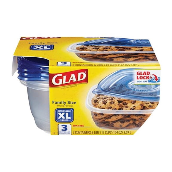 Gladware Everyday Family Size 104oz XL Square Containers 3ct