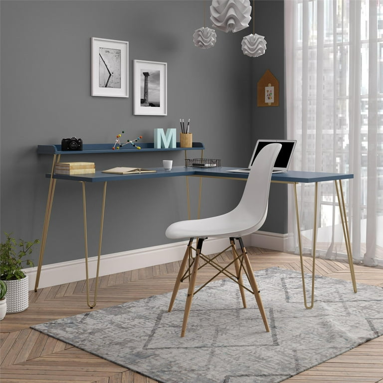 Navy blue l shaped desk outlet