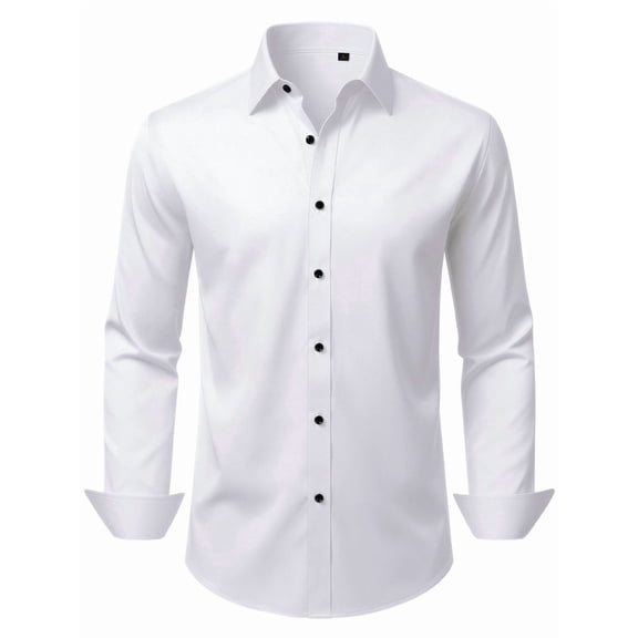 sogami Men's Button Down Shirt Stretch Long Sleeve Business Casual Dress Shirts White