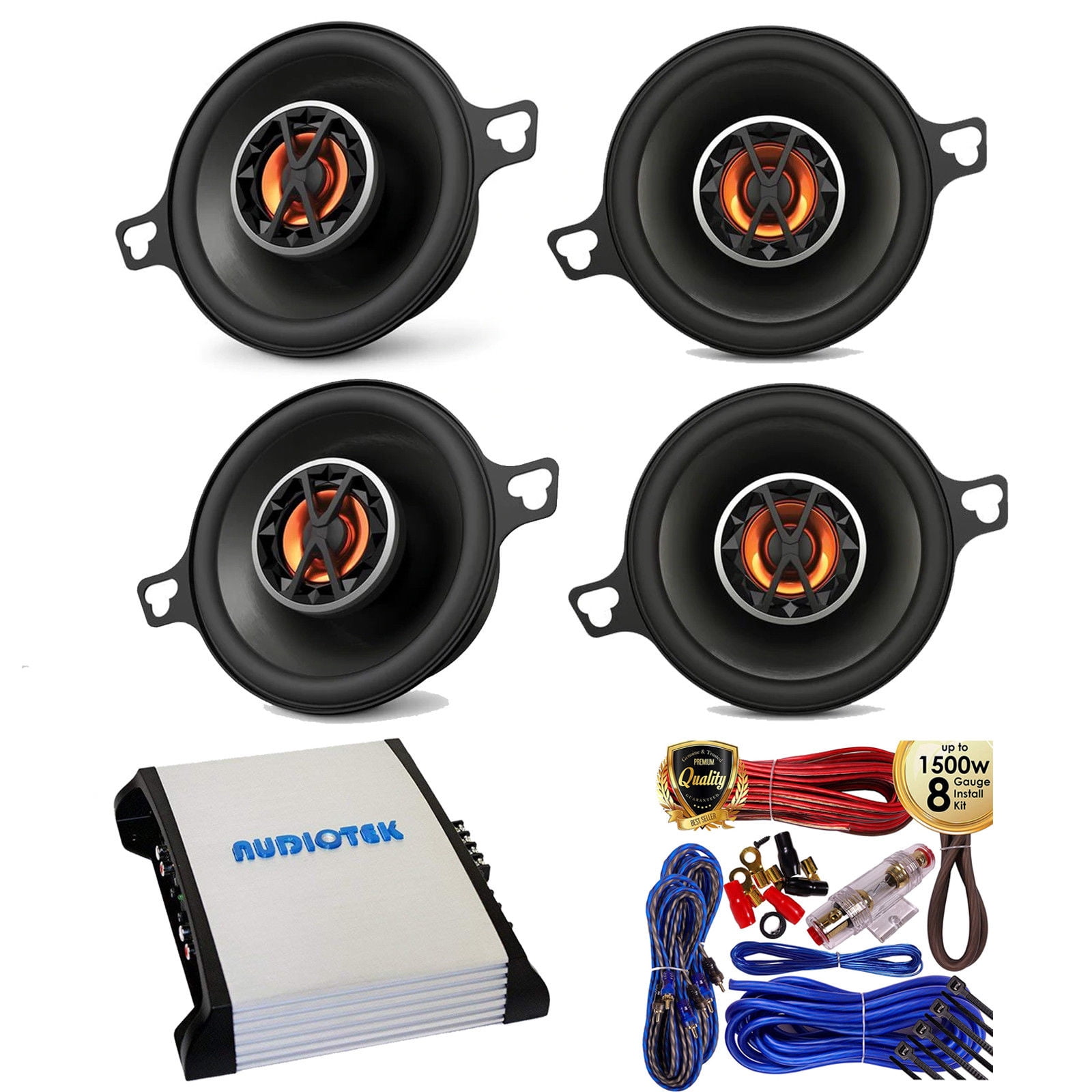 (4) JBL CLUB 3020 3.5” 120W 2Way Club Series Coaxial Speaker + 4CH AMP