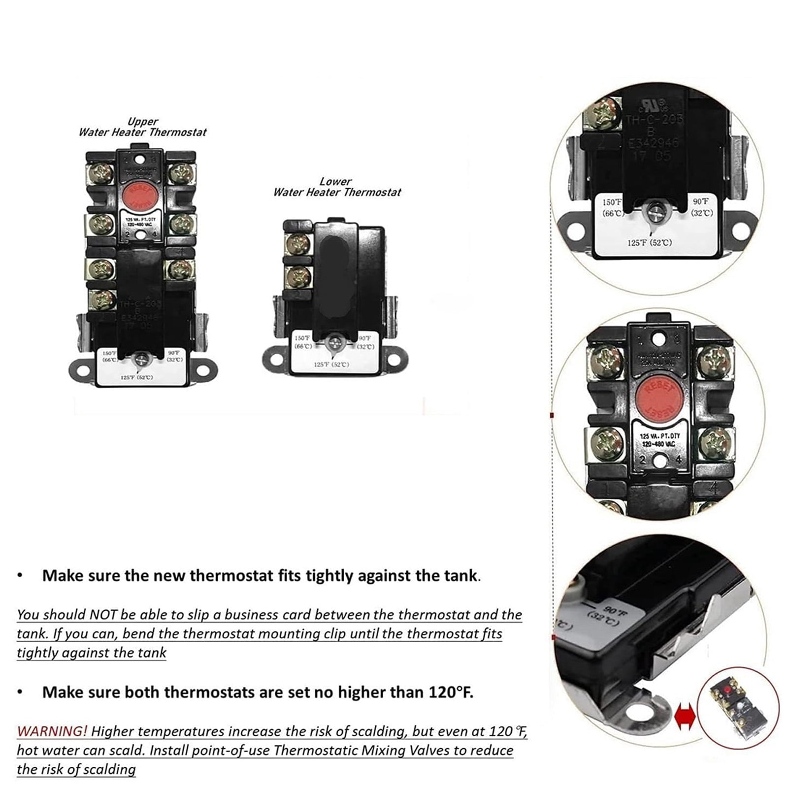 SP210245 Electric Water Heater Thermostat Temperature Controller Water Heater Replacement Parts Easy to Install