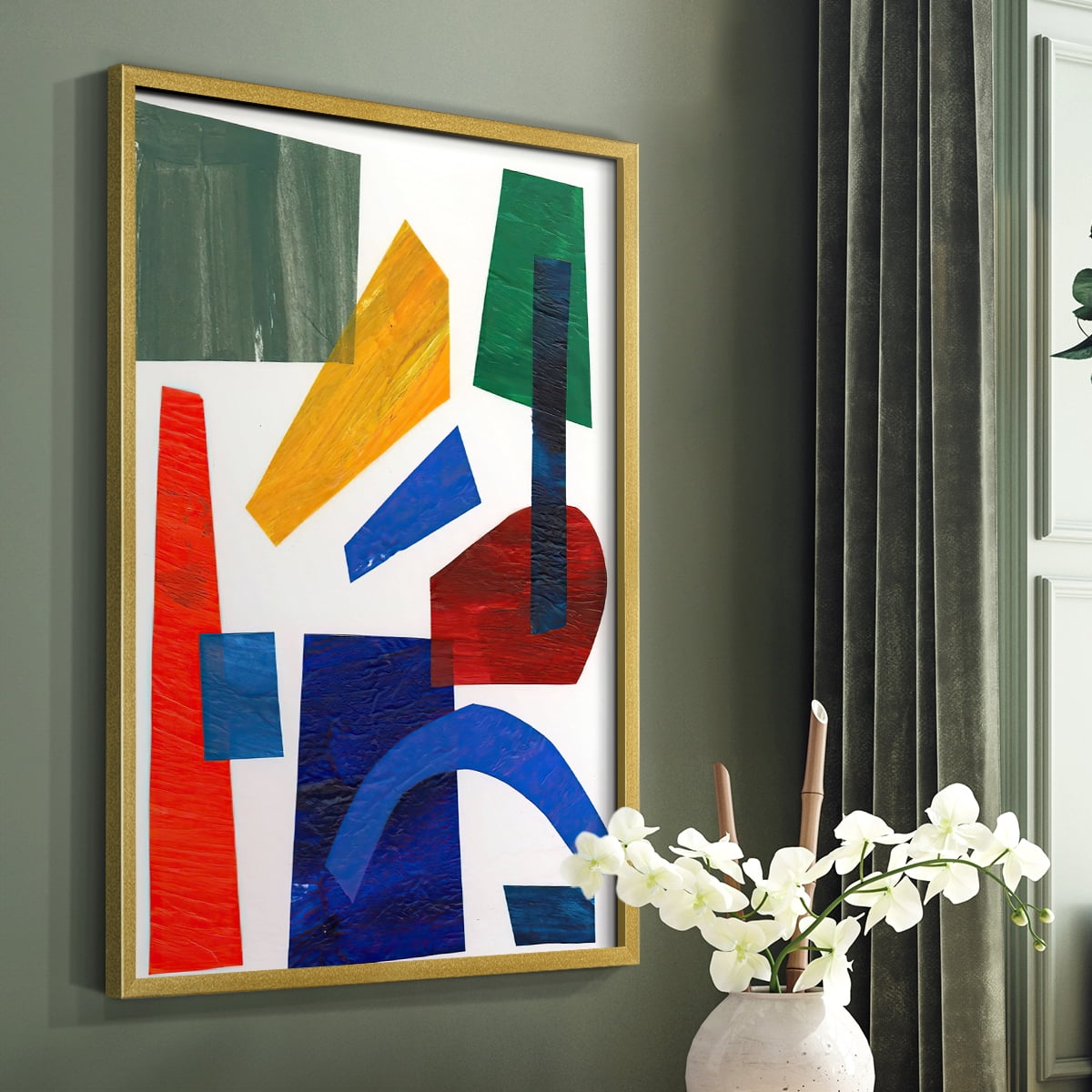 Colorful Shapes I in Paper Solid Wood 8 x 10 Framed Print