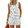 thumbnail image 2 of Iaqnaocc Two Piece Sets for Women Dressy Casual Womens Short Sets Vintage Floral Print Square Neck Sleeveless Womens Tops and Shorts Summer Outfits Vacation Outfits for Women Light Green XL, 2 of 5