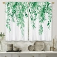 thumbnail image 5 of Eucalyptus Turquoise Green Leaves Kitchen Curtains Botanical Floral Plant Small Short Cafe Window Curtains Flower Rod Pocket Bathroom Drapes Treatment Tier Curtains 2 Panels (26x36 Inch), 5 of 6