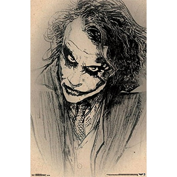 Batman Dark Knight Joker Poster Amazing Sketch Heath Ledger New 22x34 Walmart Com