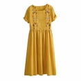thumbnail image 7 of Puliio Summer Dresses for Women Short Sleeve Round Neck Embroidered Linen Midi Dress with Pockets, 7 of 7