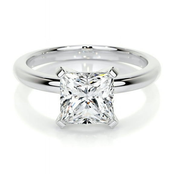 Blue Jewel Solitaire Diamond Rings - Princess Cut Excellent 1.8 Ct Diamond Ring For Women's - White Gold Over 14K Silver Diamond Ring - Solo Stone Diamond Ring for Her - Simple Diamond Ring for Ring