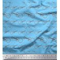 thumbnail image 1 of Soimoi Blue polyester Crepe Fabric Sketch Guitar Musical Instrument Printed Fabric 1 Yard 52 Inch Wide, 1 of 3