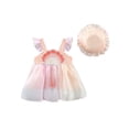 thumbnail image 1 of xiaxaixu Baby Girl Dress Set, Fly Sleeve Embroidery Shell Tulle Patchwork A-line Dress with Hat, 1 of 9