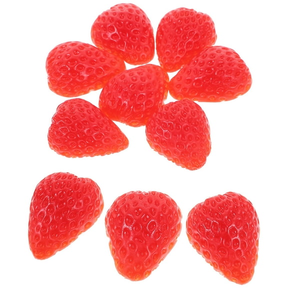 NICEXMAS 10Pcs Artificial Strawberry Slices Realistic Red PVC Fruit Model for Decoration and Photography Props