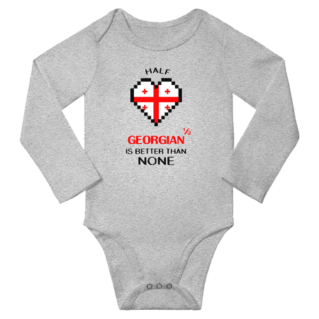 

1/2 Half Georgian is Better Than None Cute Baby Long Slevve Romper Bodysuit (Gray 3-6 Months)