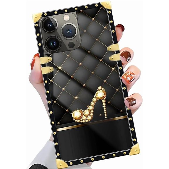 Case Compatible with iPhone 16 Pro Case, Luxury Soft TPU & Hard PC Back for Girls Women, Shockproof Protective Cover, Diamond Heels