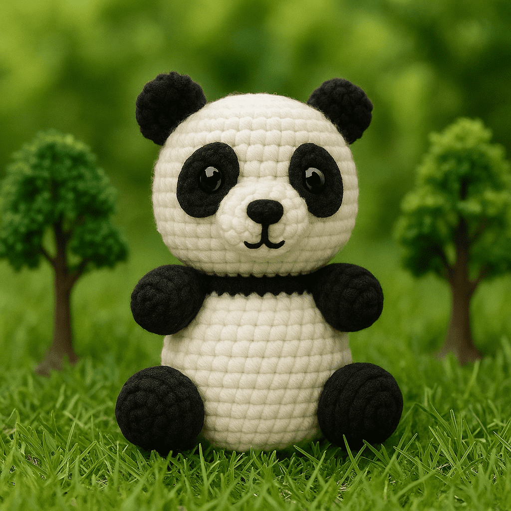 Panda Bear Crochet Toy , 100% Handmade Woolen First baby Gift Toy, Unique Amigurumi Gift