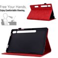 thumbnail image 3 of Embossed Folio Flip Smart Case for Samsung Galaxy Tab S9 11.0" 2023, Premium PU Leather Kickstand Card Slots Magnetic Auto Sleep / Wake with Pen Slot Case for Tab S9 FE 10.9" 2023, Red, 3 of 5