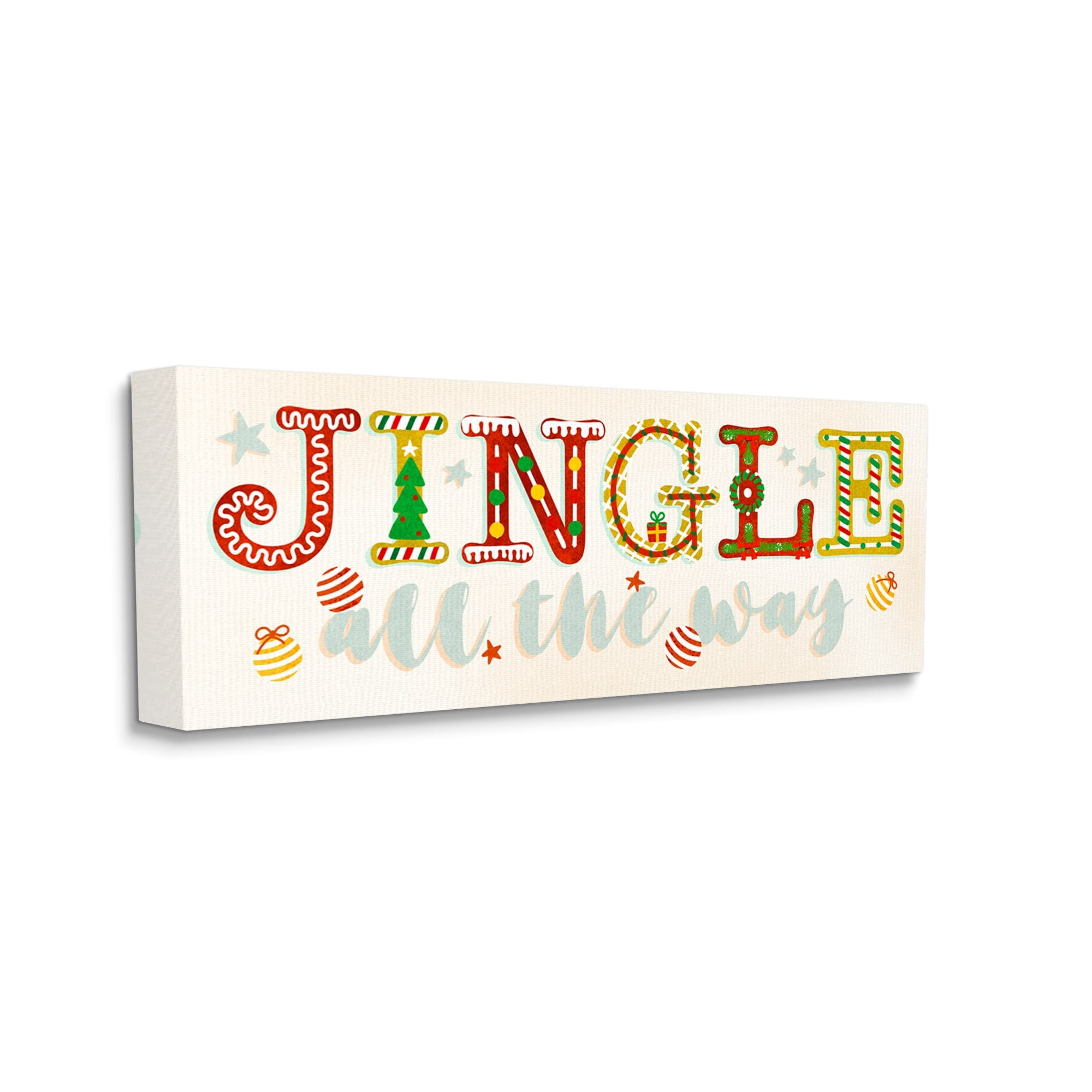 Jingle All The Way Festive Holiday Typography Inspirational Graphic Art Gallery-Wrapped Canvas Print Wall Art
